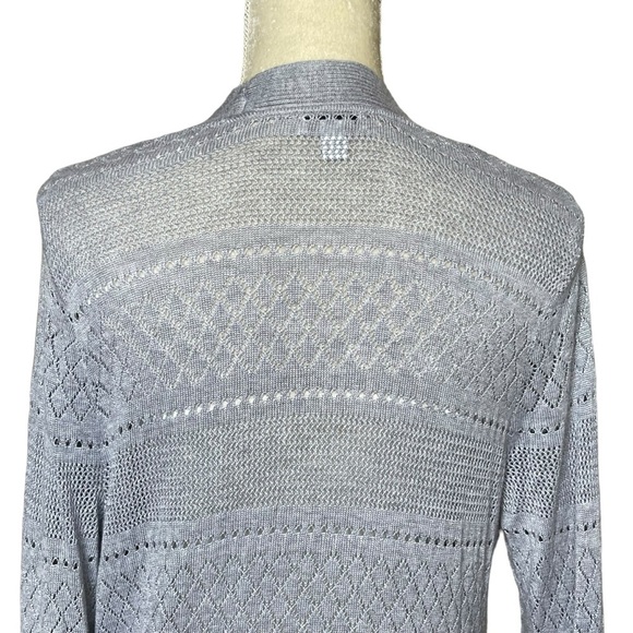 Croft & Barrow Pointelle Open Front Catdigan Sweater Women’s Size M Gray - Picture 4 of 7